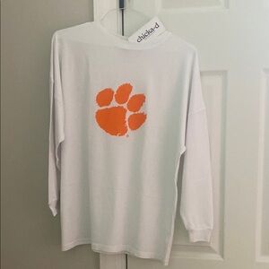 Clemson Tigers Long Sleeve Tee with Bold Paw Print